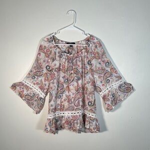 ZAC & RACHEL Multicolor Paisley Lace Boho 3/4 Sleeves Size 2X Cottagecore Style